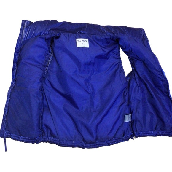 NWOT Old Navy Womens XS Blue Shiny Puffer Vest Water Resistant Quilted Zip Up - Picture 9 of 10